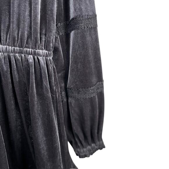 Kate & Sam Women's Gray Velvet Tiered Midi Dress (S) - Picture 3 of 7